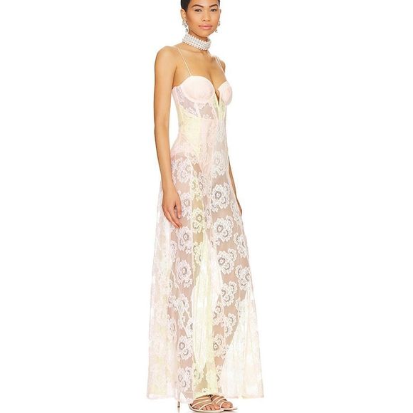 For Love & Lemons - “Blossom” Lace Maxi Dress - NWT, SZ S, Multi Color - Picture 3 of 16